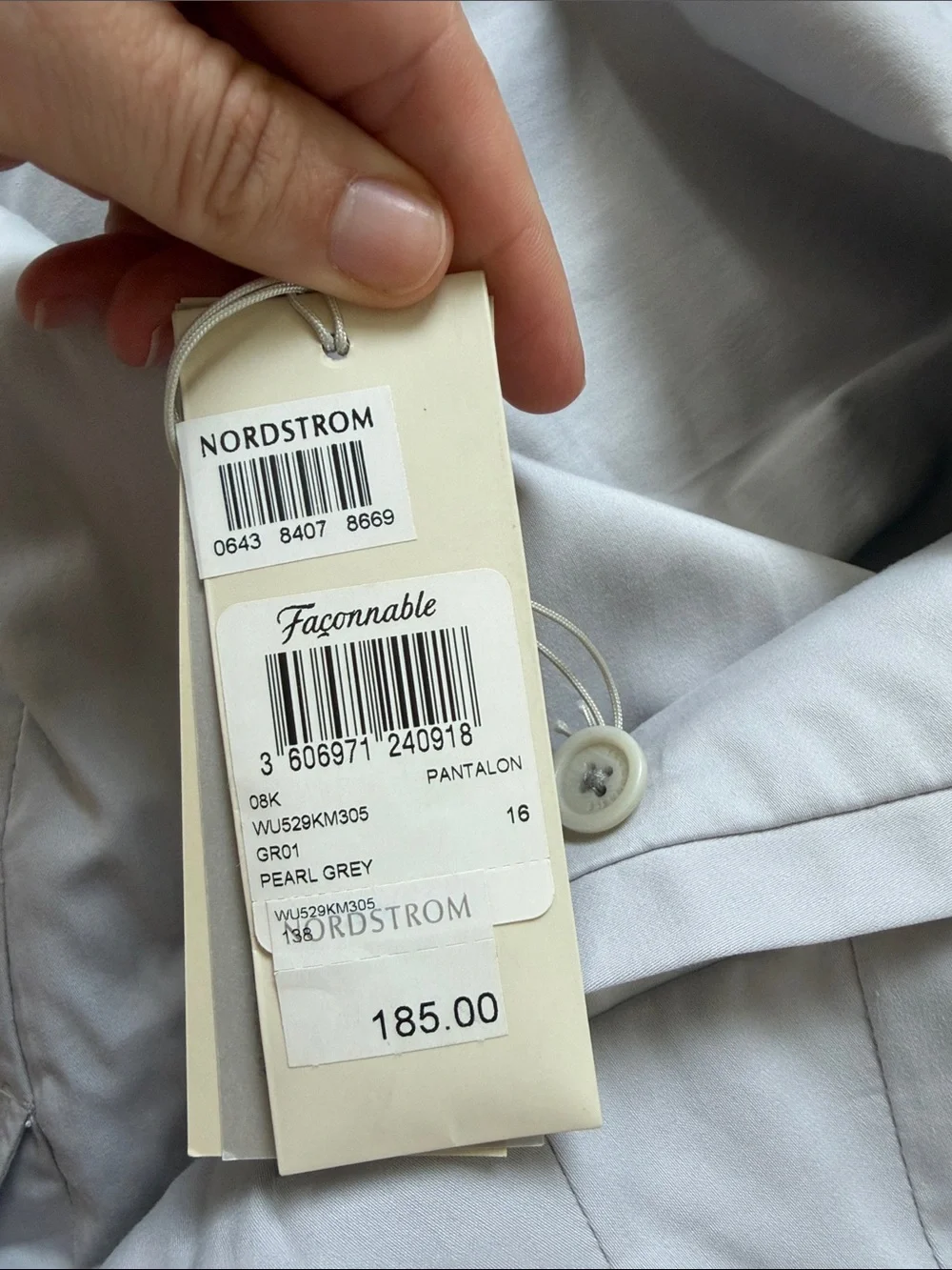 Faconnable Light Gray Capris with Button Cuffs